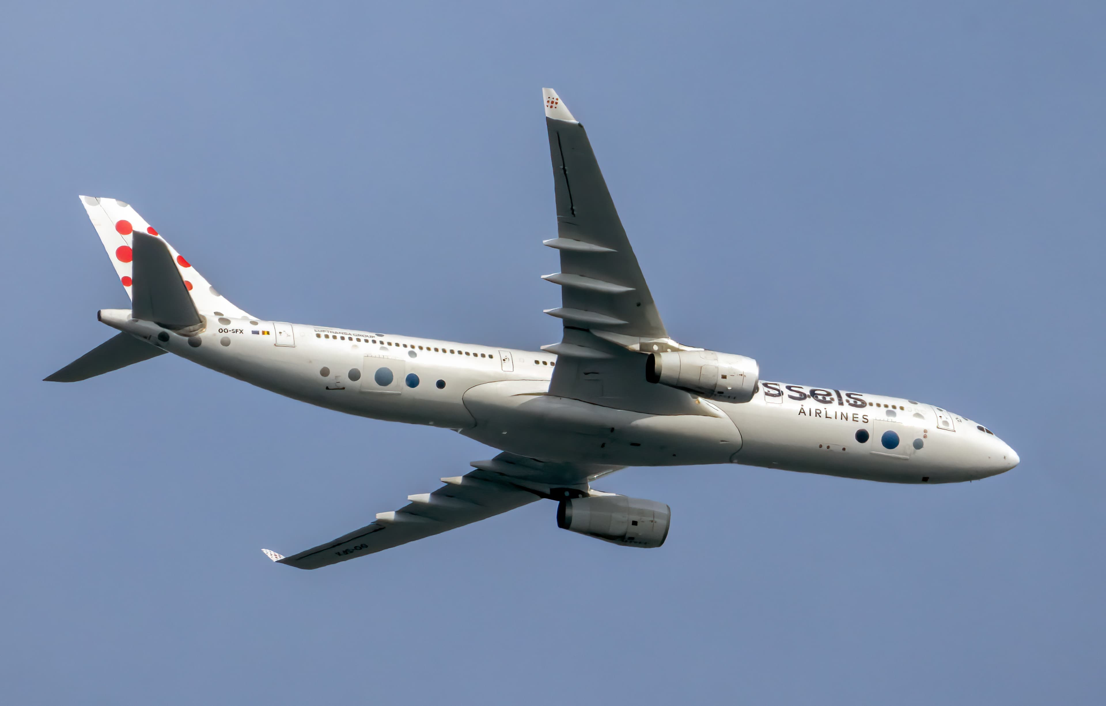 Brussels Airlines Airbus A330-300 in flight.