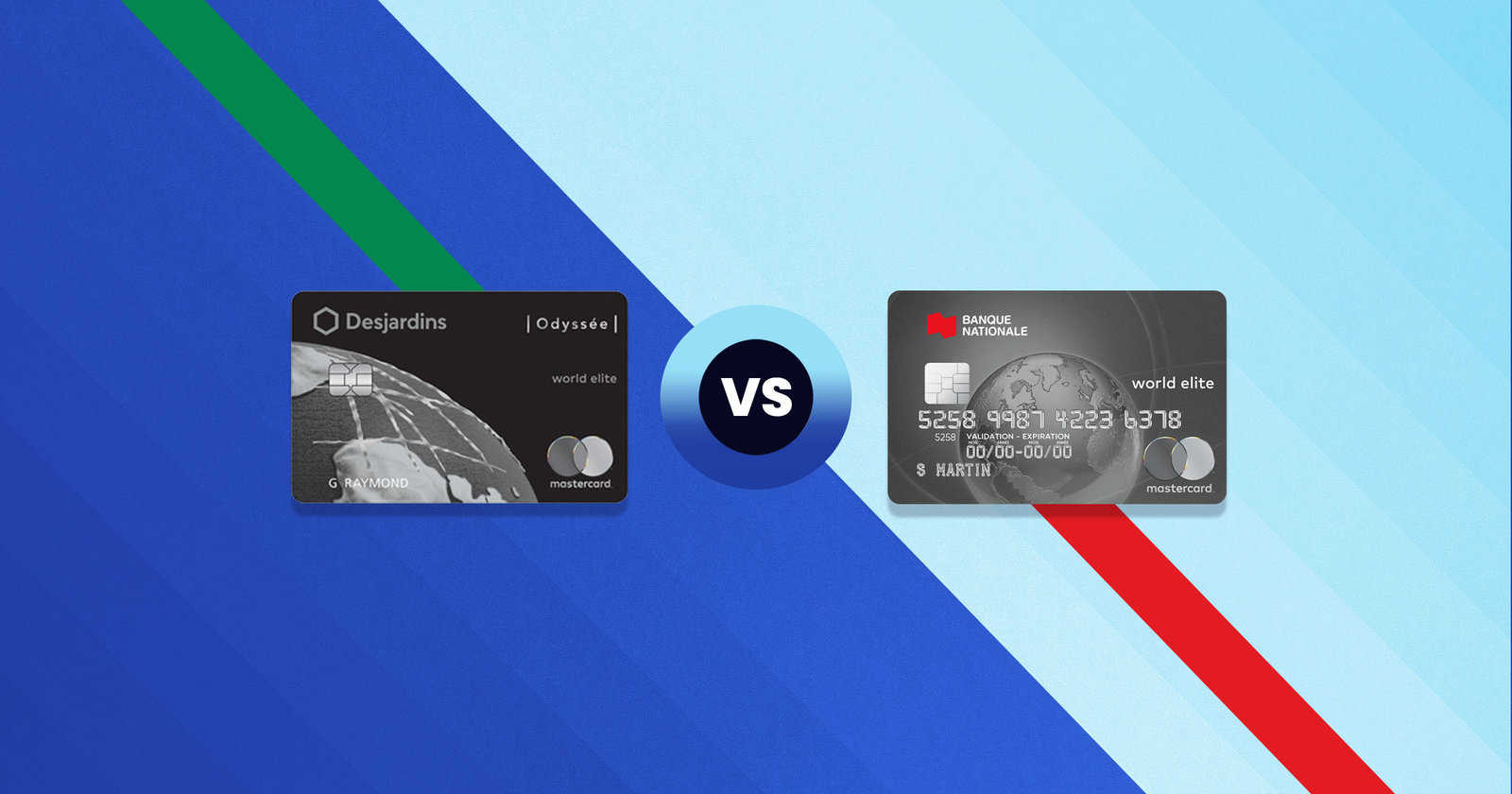 Comparatif : Carte Odyssée World Elite Mastercard Desjardins et Mastercard World Elite de la Banque Nationale