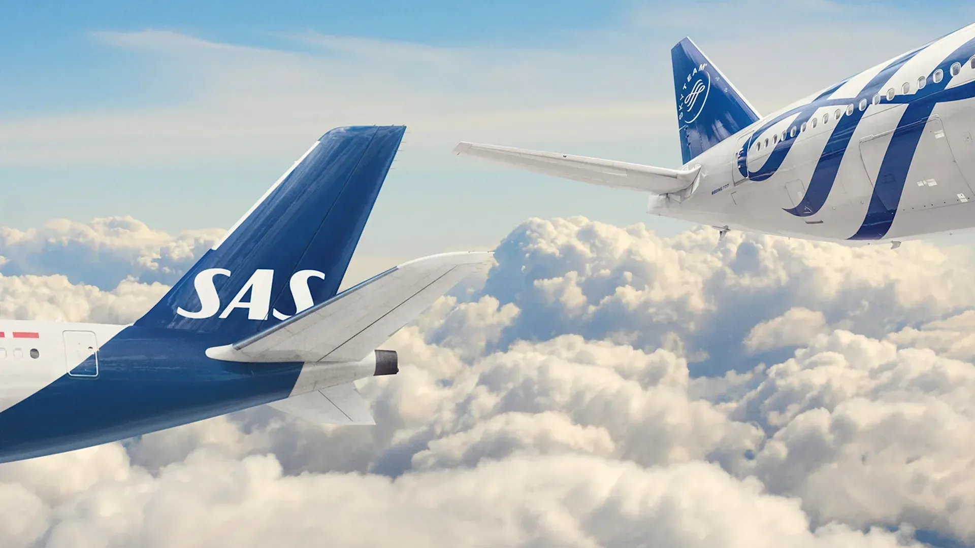 Avions de SAS et de l'alliance SkyTeam en vol dans le ciel