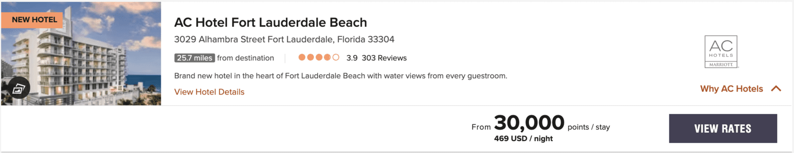 États-Unis&nbsp;: Partir en Floride avec des points - Ac hotel fort lauderdale beach
