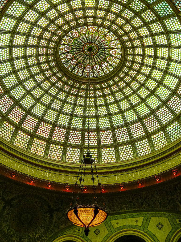Chicago World's Largest Stained Glass Dome Tiffany Cultural Center Chicago