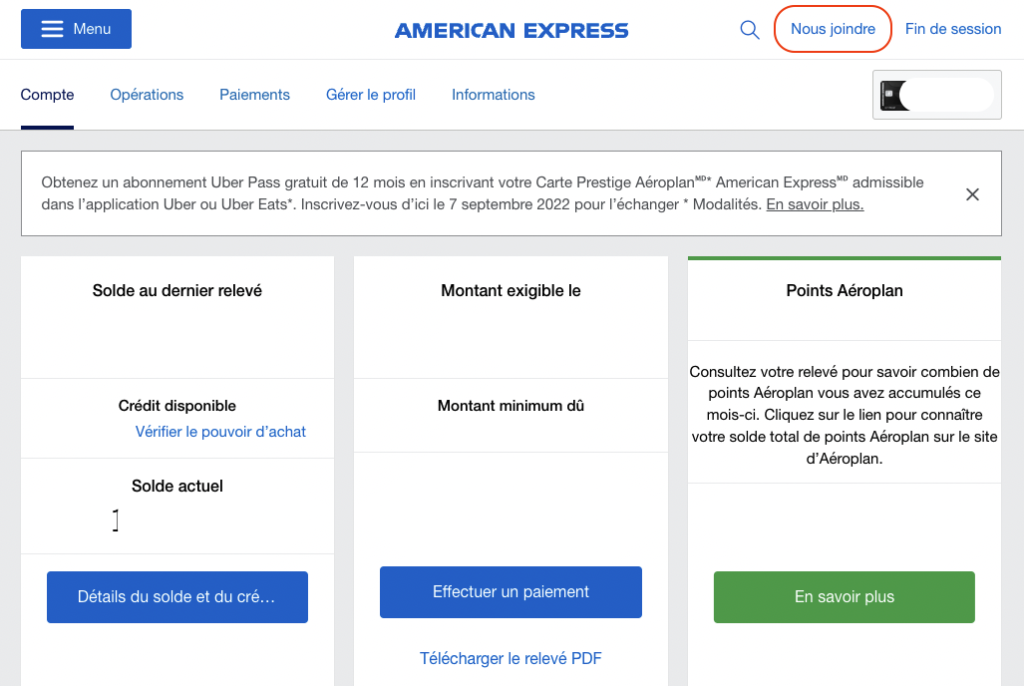 Amex Nous joindre