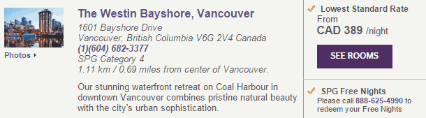 Réserver Un Hôtel Avec Des Points Spg – The Westin Bayshore Vancouver