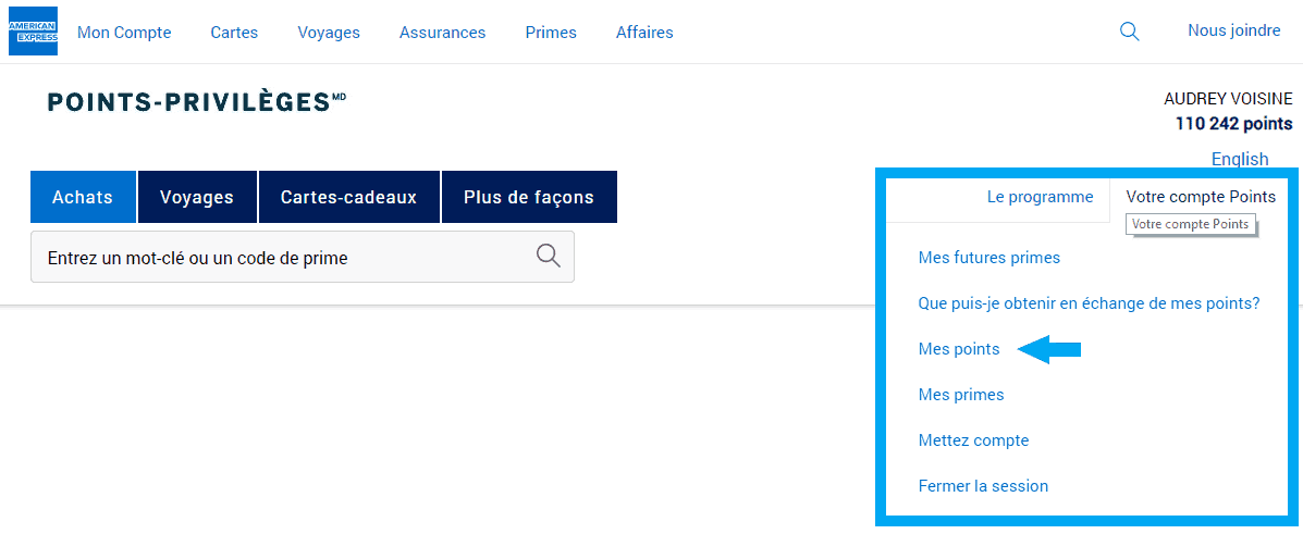 American Express: comment consulter l’accumulation de points AVANT le relevé - amex consulter points 2