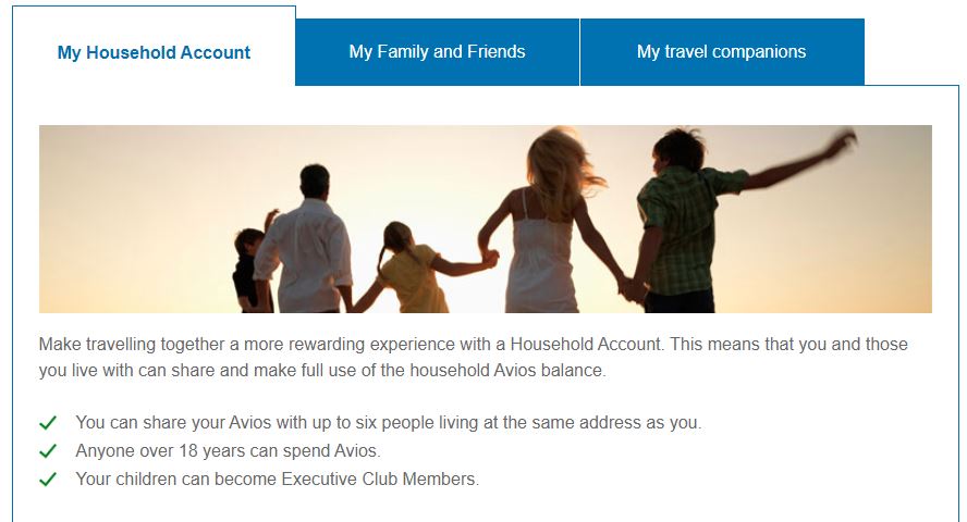 British Airways Executive Club Household Account - family