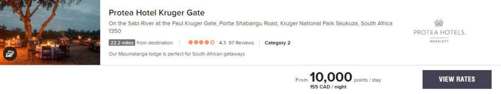 Rates Protea Kruger Gate