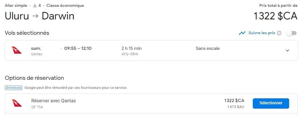 Australia and Japan: using British Airways Executive Club Avios miles - Ayq Drw Google Flights 1