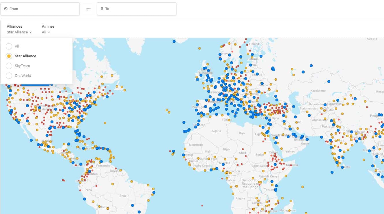 Star Alliance Route Map