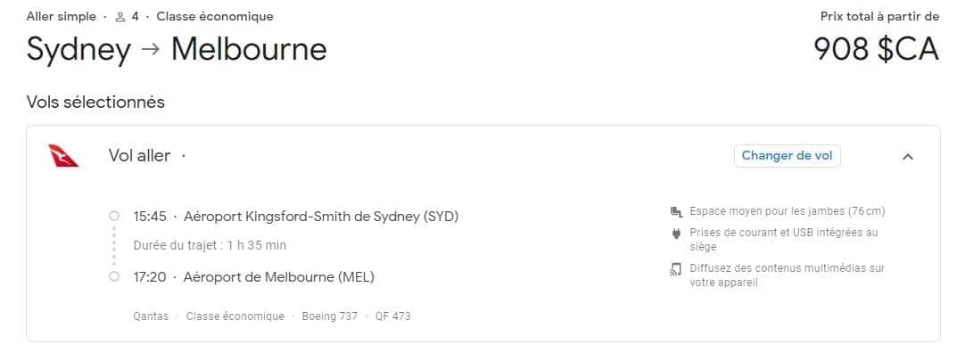 Australia and Japan: using British Airways Executive Club Avios miles - Syd Mel Google Flights