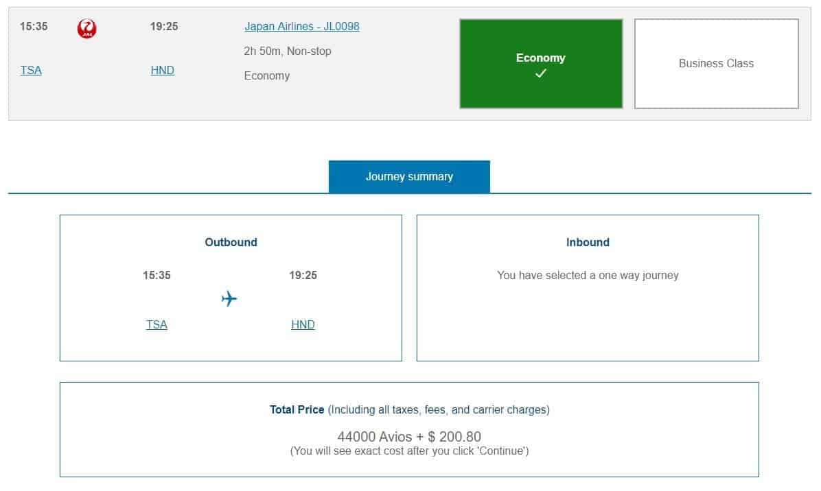 Australia and Japan: using British Airways Executive Club Avios miles - Tsa Hnd Jal Avios