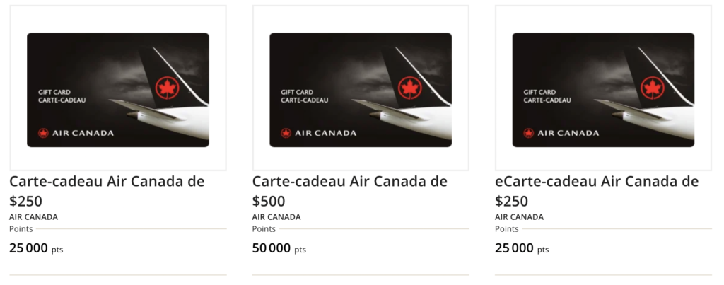Air Canada Aeroplan gift card