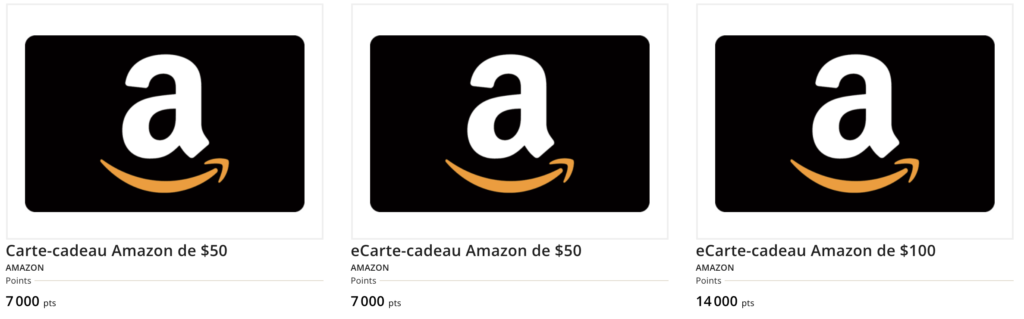 Amazon gift card Aeroplan store