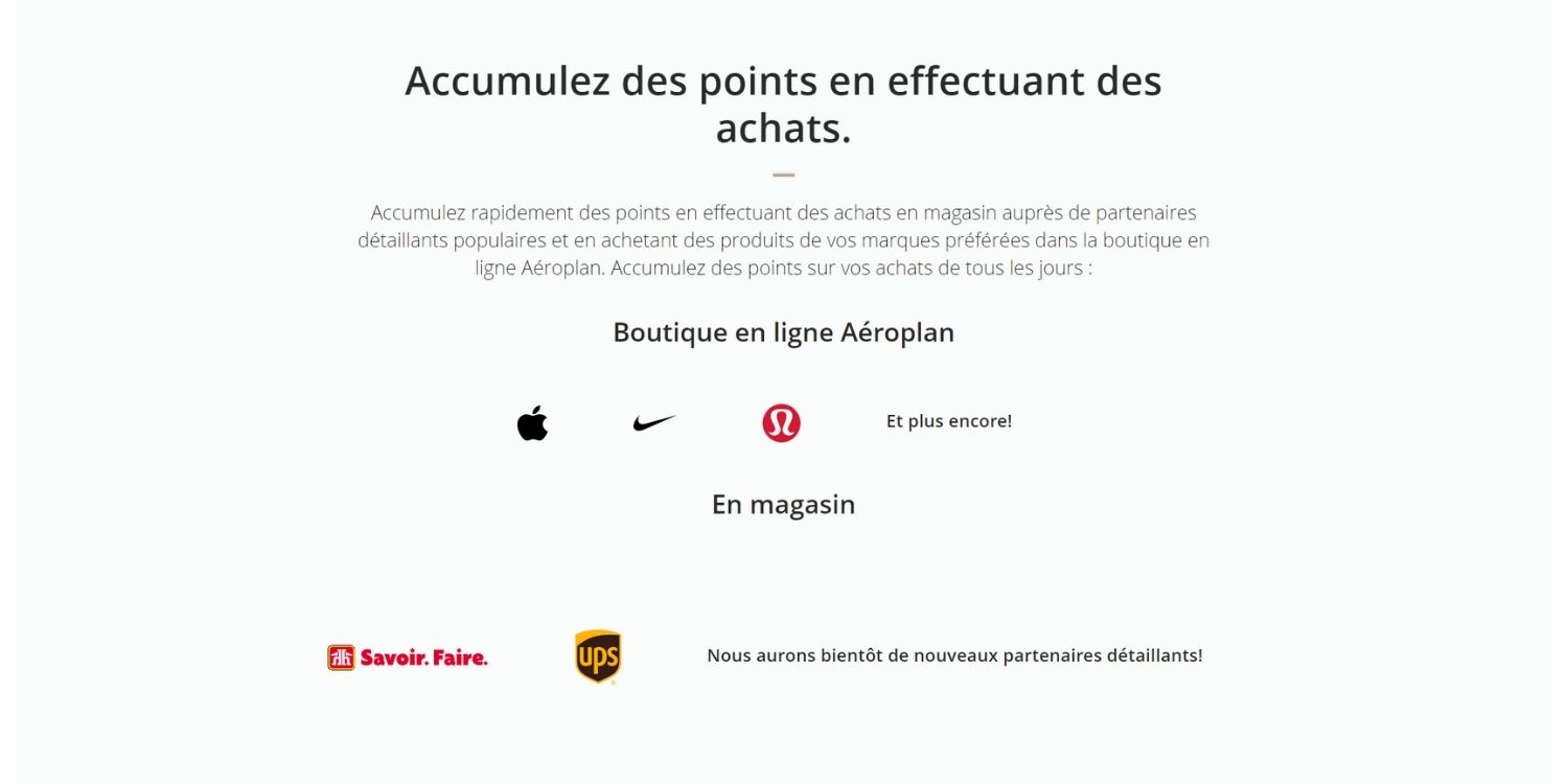 Aeroplan Details Accumuler Achats