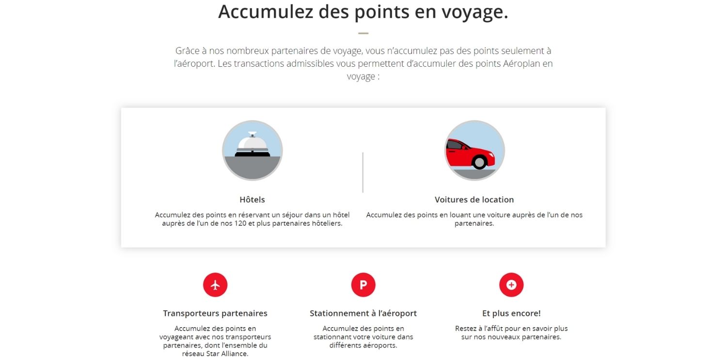 Aeroplan Details Accumuler Voyage