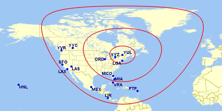 Distance North America Yul Cities