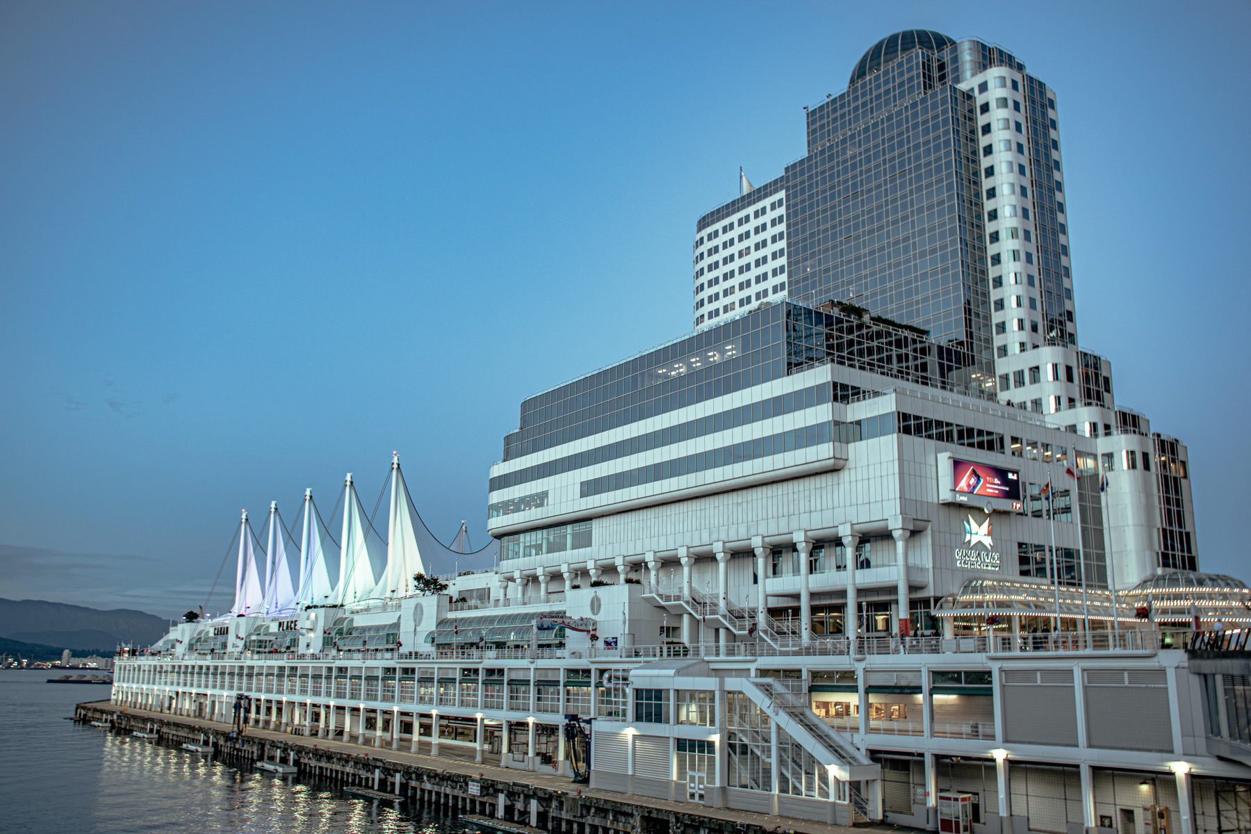 Testimonial: Trip to Vancouver with Points - pan pacific at dusk.