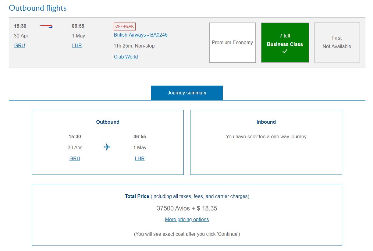 50% Discount On Award Tickets With British Airways! - Gru Lhr Business