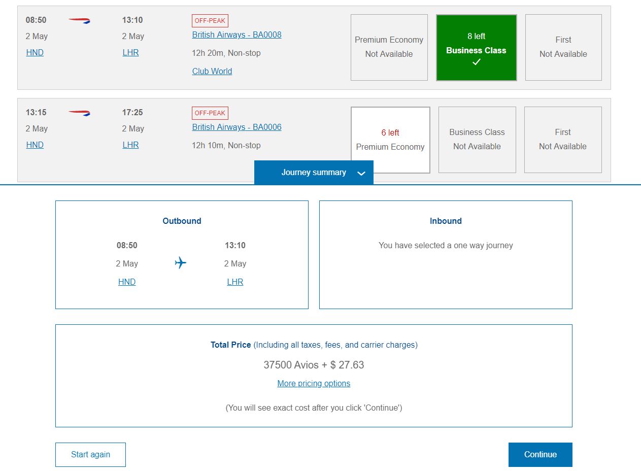 50% Discount On Award Tickets With British Airways! - Hnd Lhr Six Business