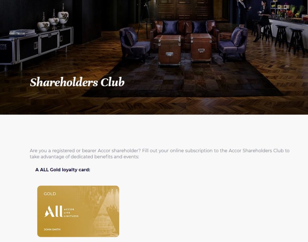 Club Shareholders Accor card Fr