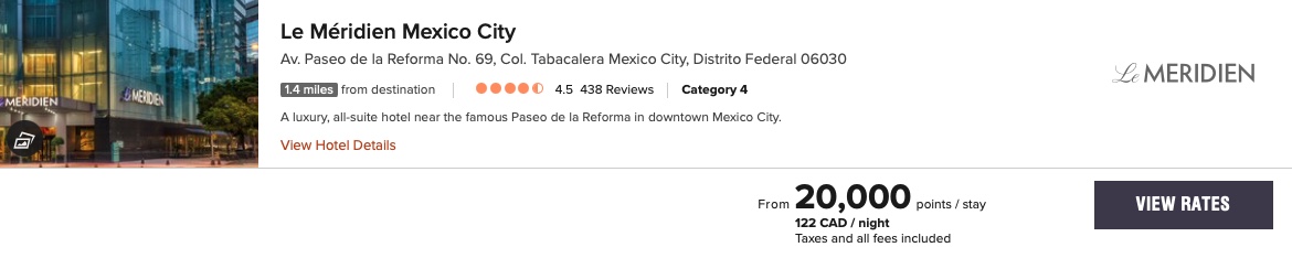 Review&nbsp;: Le Meridien Mexico City | Marriott Bonvoy - tarif le meridien mexico city