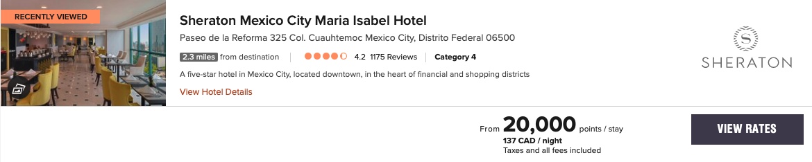 Avis&nbsp;: Sheraton Mexico City Maria Isabel Hotel | Marriott Bonvoy - tarif sheraton mexico city