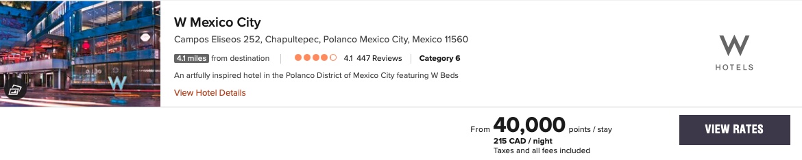 Avis&nbsp;: W Mexico City | Marriott Bonvoy - tarif w mexico city