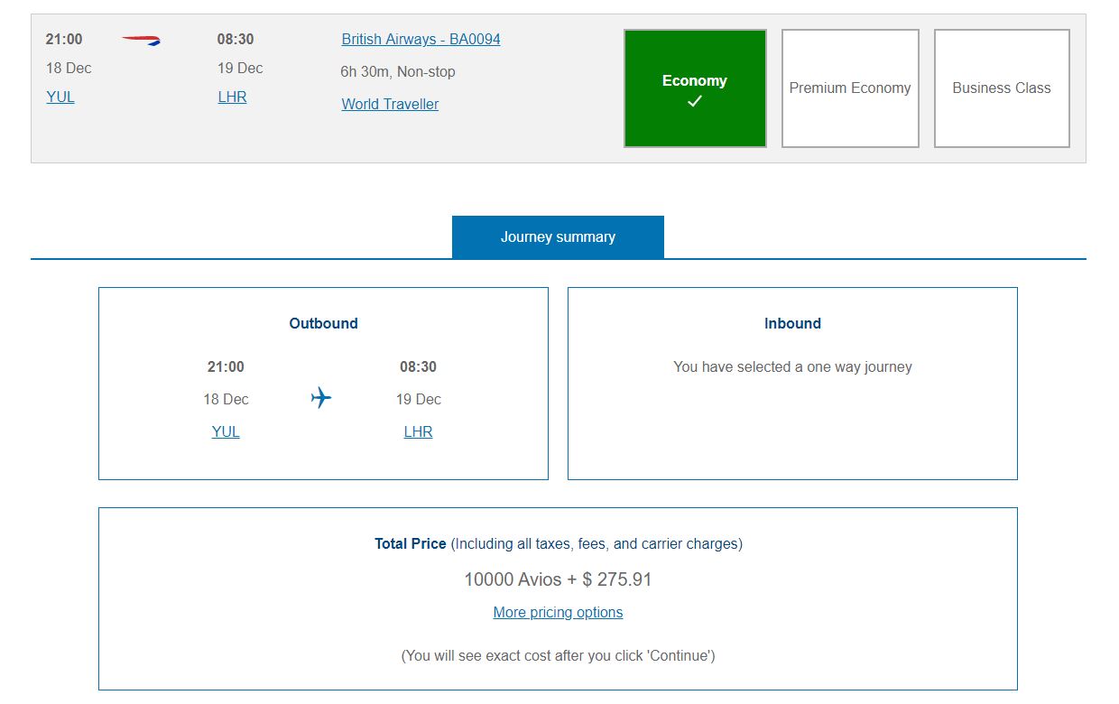 50% Discount On Award Tickets With British Airways! - Yul Lhr Eco