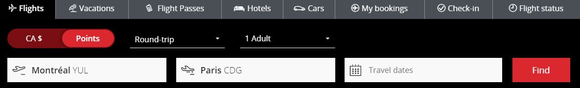 Aeroplan: Overview of the New Search Engine - New Aeroplan Selector Option Points