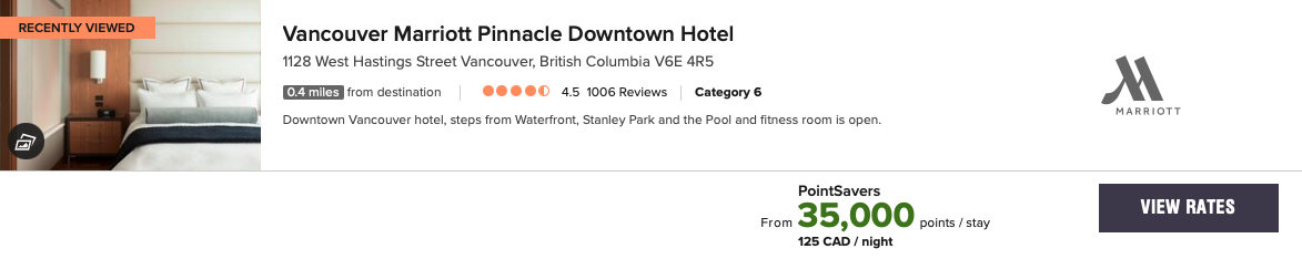Avis&nbsp;: Vancouver Marriott Pinnacle Downtown Hotel | Marriott Bonvoy - Tarif Marriott Pinnacle