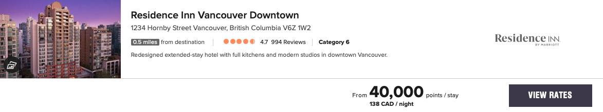 Avis&nbsp;: Residence Inn By Marriott Vancouver Downtown | Marriott Bonvoy - Tarif Residence Inn Vancouver
