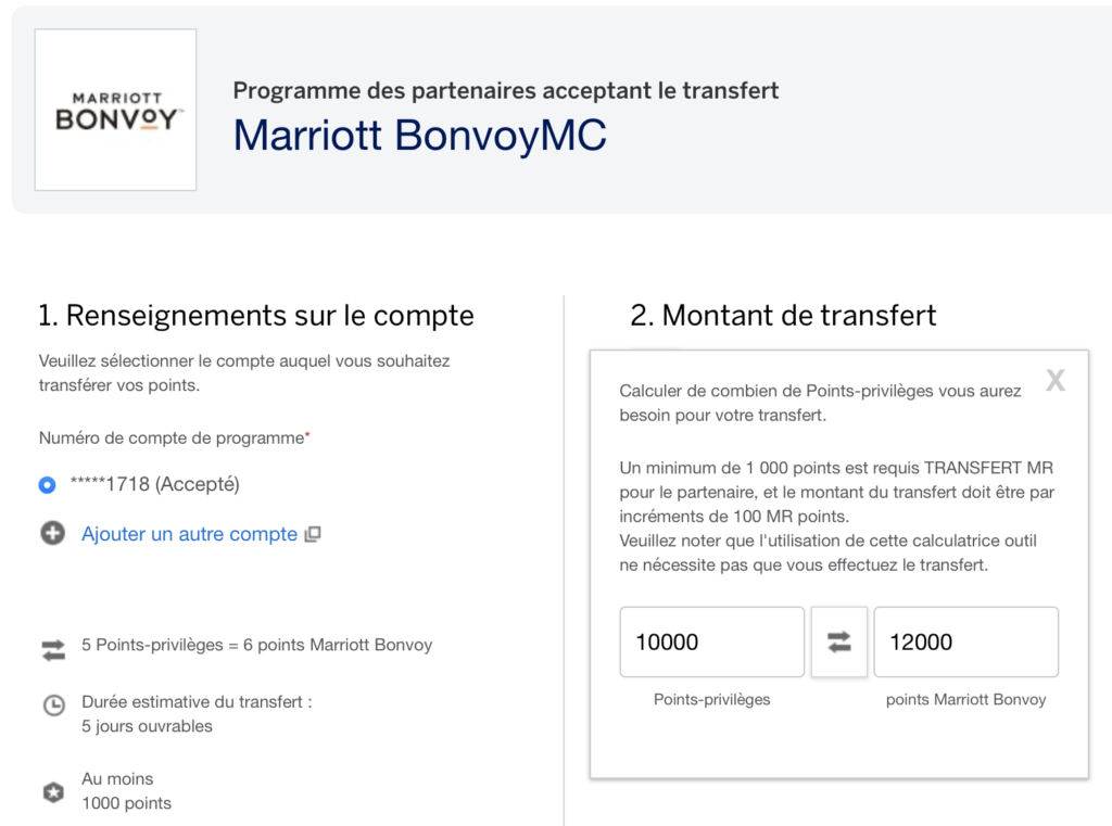 Transfert Points Privileges Bonvoy Fr
