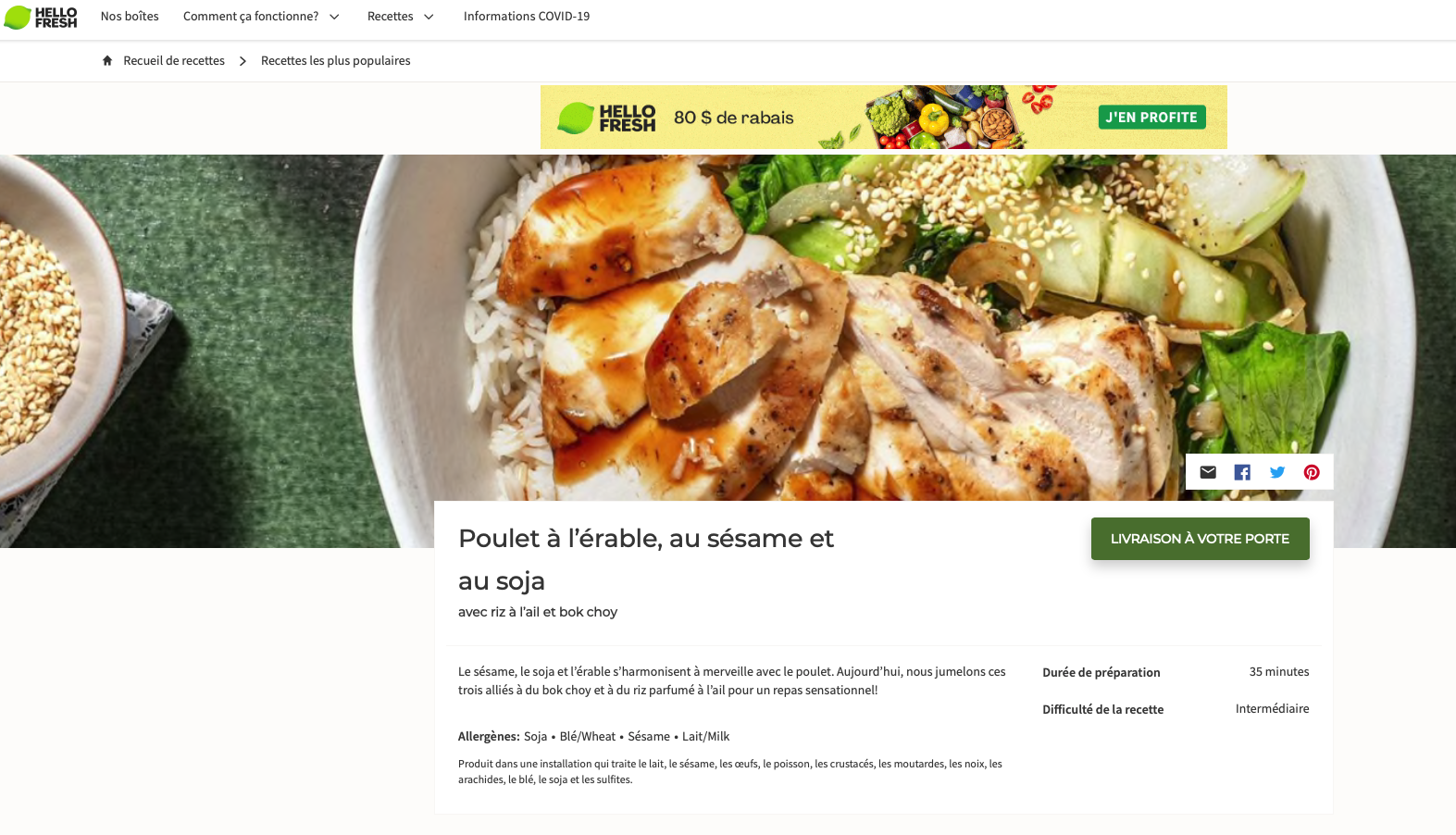 Avis: Les Services de livraison de Plats Prêts À Cuisiner Cook It et Marché Goodfood - Hellofresh Exemple Recette