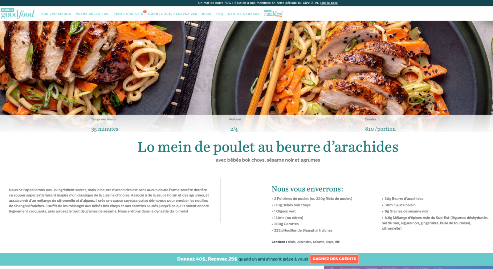 Avis: Les Services de livraison de Plats Prêts À Cuisiner Cook It et Marché Goodfood - Marche Goodfood Exemple Recette