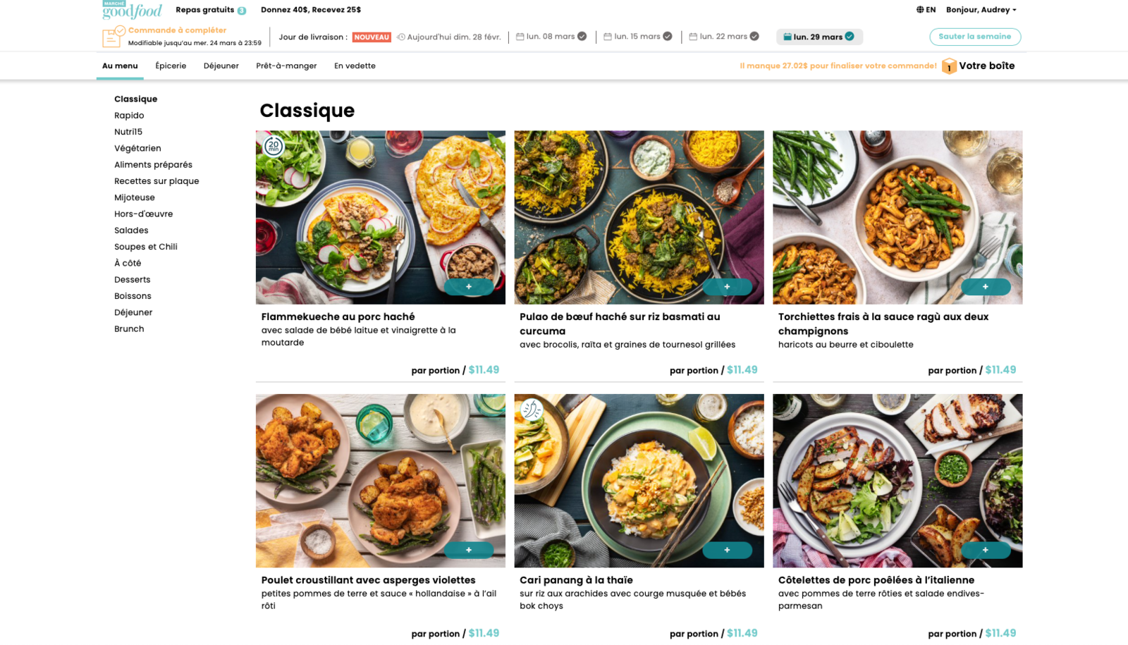 Avis: Les Services de livraison de Plats Prêts À Cuisiner Cook It et Marché Goodfood - Marche Goodfood Recettes