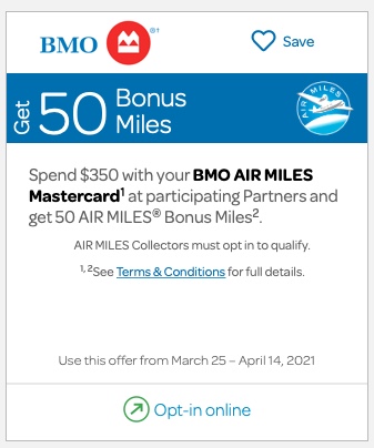 Bmo Air Miles offer