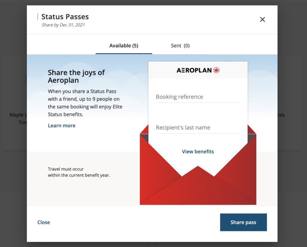 Aeroplan Share Status Pass Fr