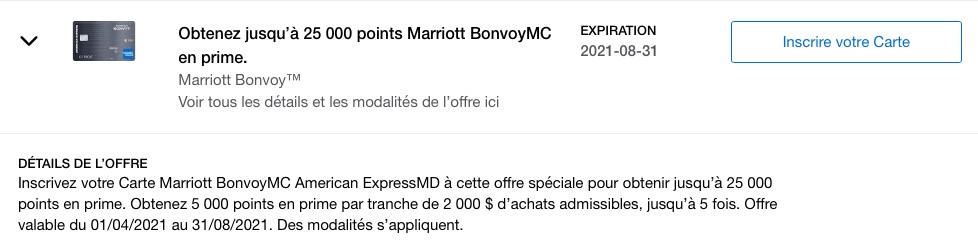 Offre Amex Marriott Bonvoy Fr