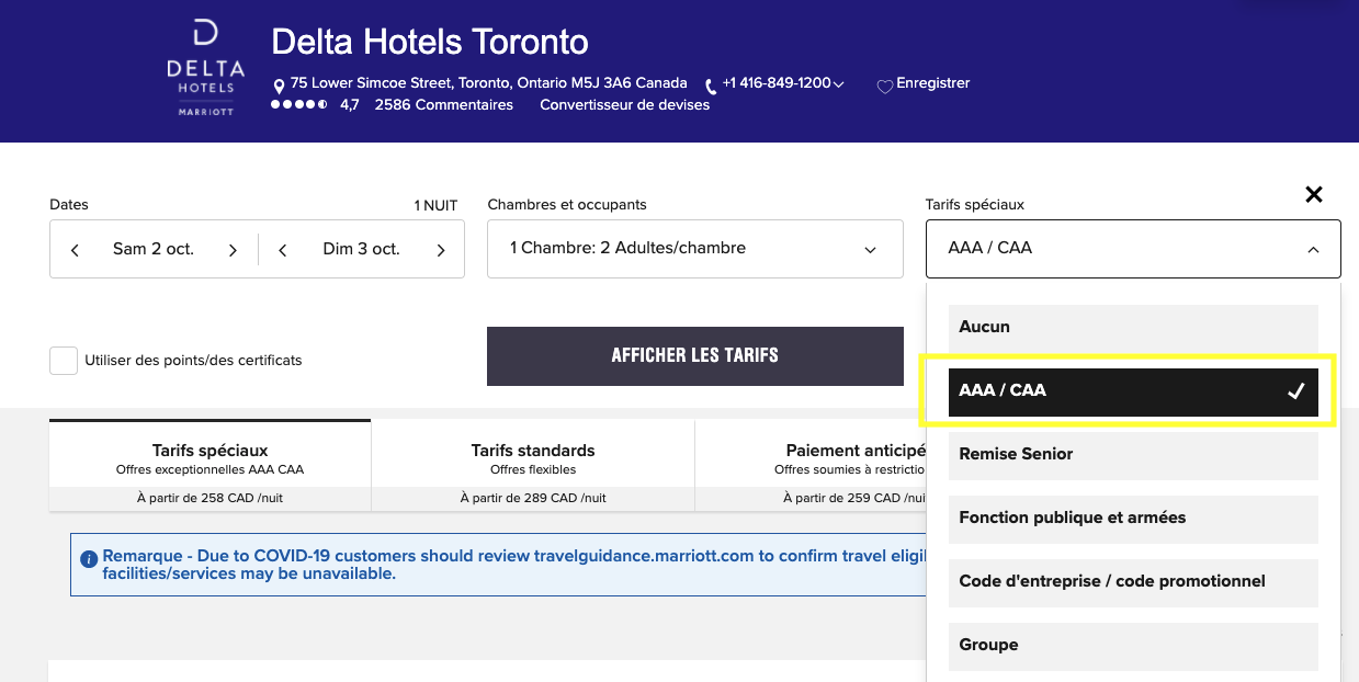 Marriott Bonvoy&nbsp;: Comment économiser en payant en argent dans les hôtels Marriott Bonvoy&nbsp;: tarifs spéciaux et autres astuces - CAA Code