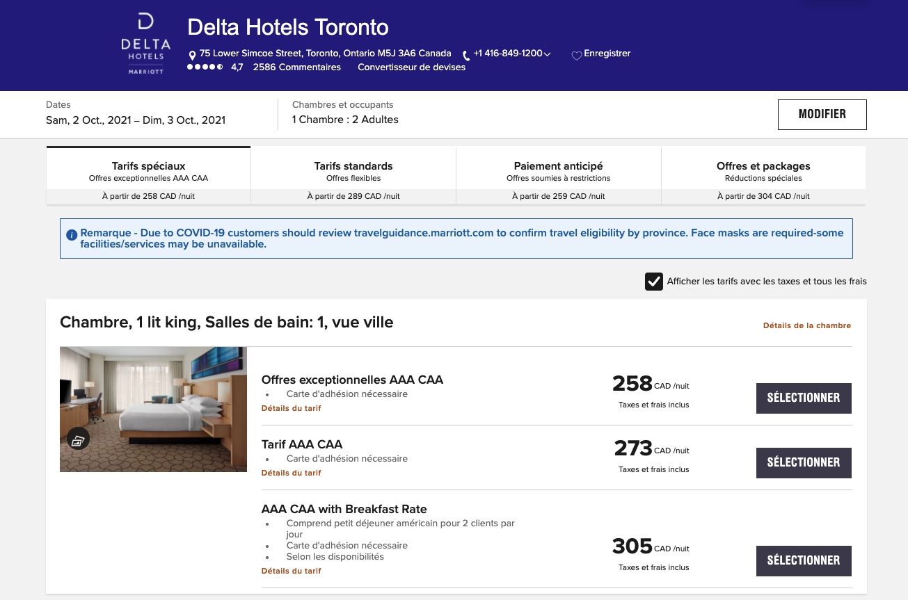 Marriott Bonvoy&nbsp;: Comment économiser en payant en argent dans les hôtels Marriott Bonvoy&nbsp;: tarifs spéciaux et autres astuces - Delta CAA Toronto