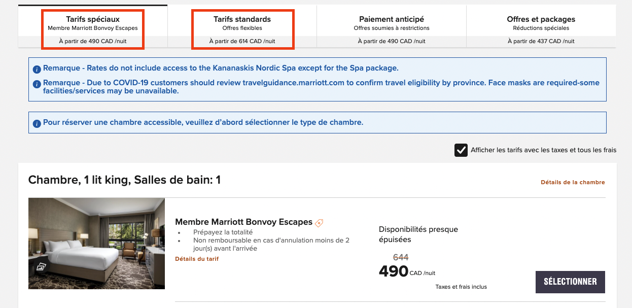 Marriott Bonvoy&nbsp;: Comment économiser en payant en argent dans les hôtels Marriott Bonvoy&nbsp;: tarifs spéciaux et autres astuces - Kananaskis Escapes