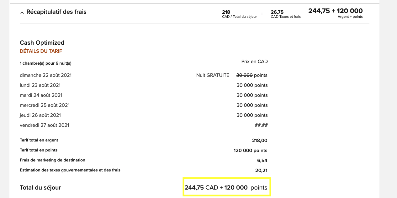 Marriott Bonvoy&nbsp;: Comment économiser en payant en argent dans les hôtels Marriott Bonvoy&nbsp;: tarifs spéciaux et autres astuces - Westin Calgary final paiement