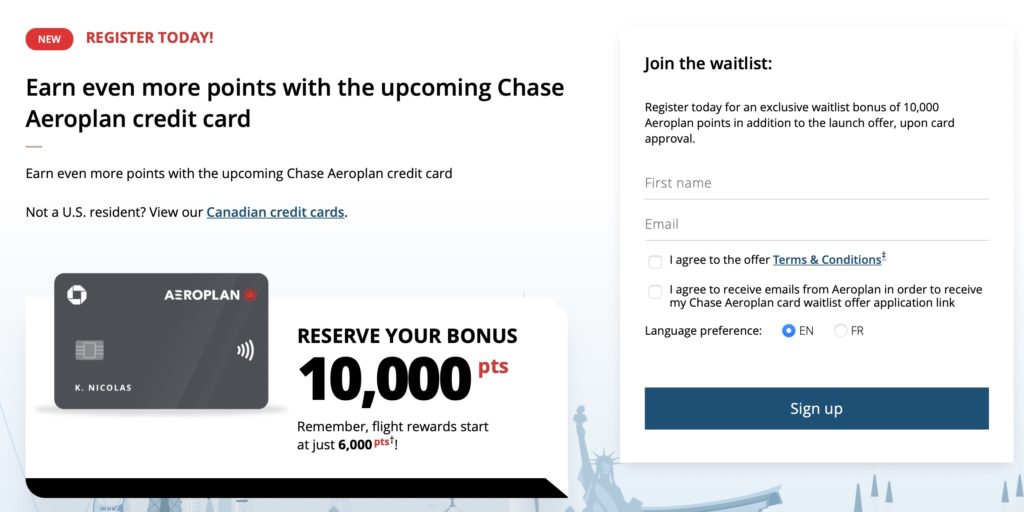 chase ultimate rewards aeroplan credit card en
