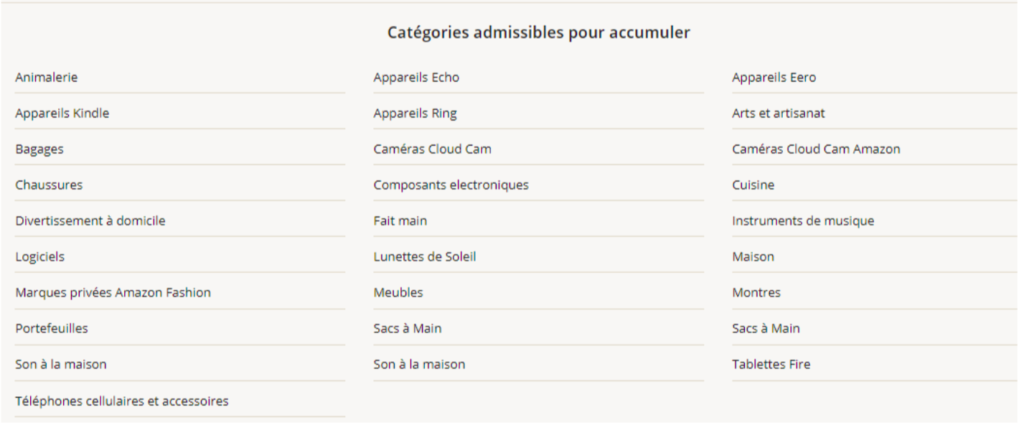 Categories admissibles pour accumuler