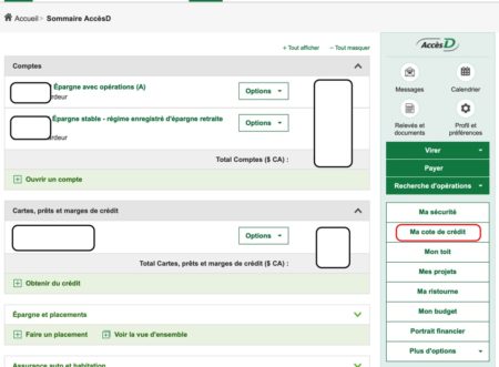 Find out your credit score through the AccèsD Desjardins portal ...