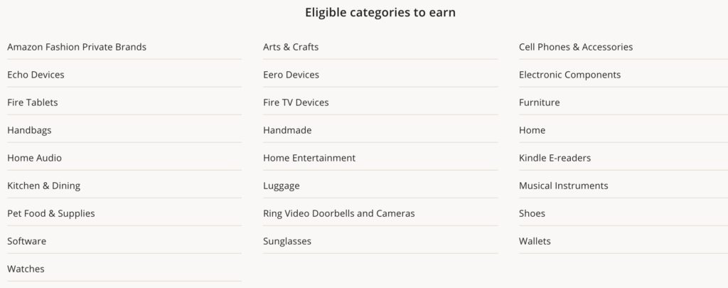 Categories eligible to accumulate