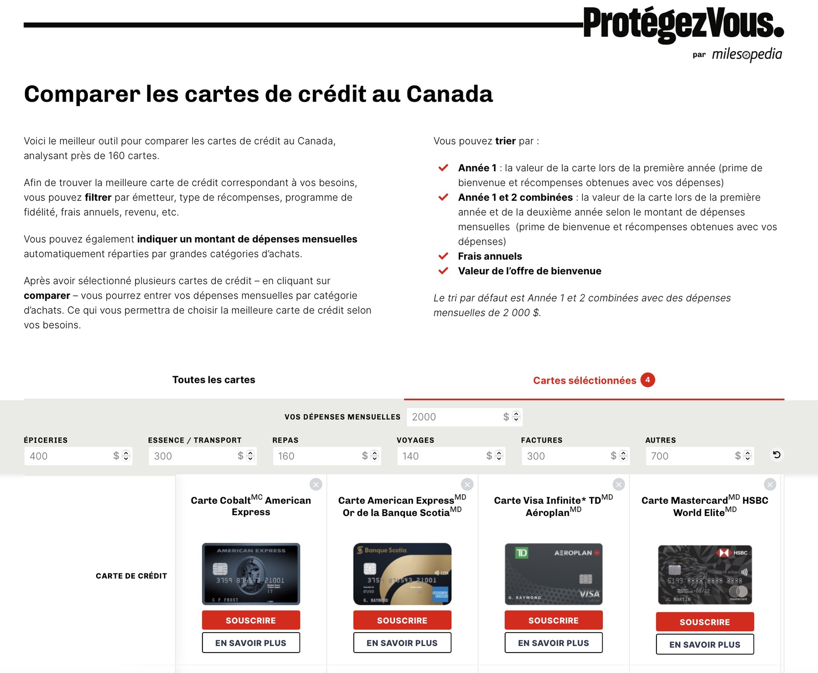 Comparateur de Cartes de Crédit&nbsp;: Partenariat entre Milesopedia et Protégez-Vous - comparateur pv milesopedia