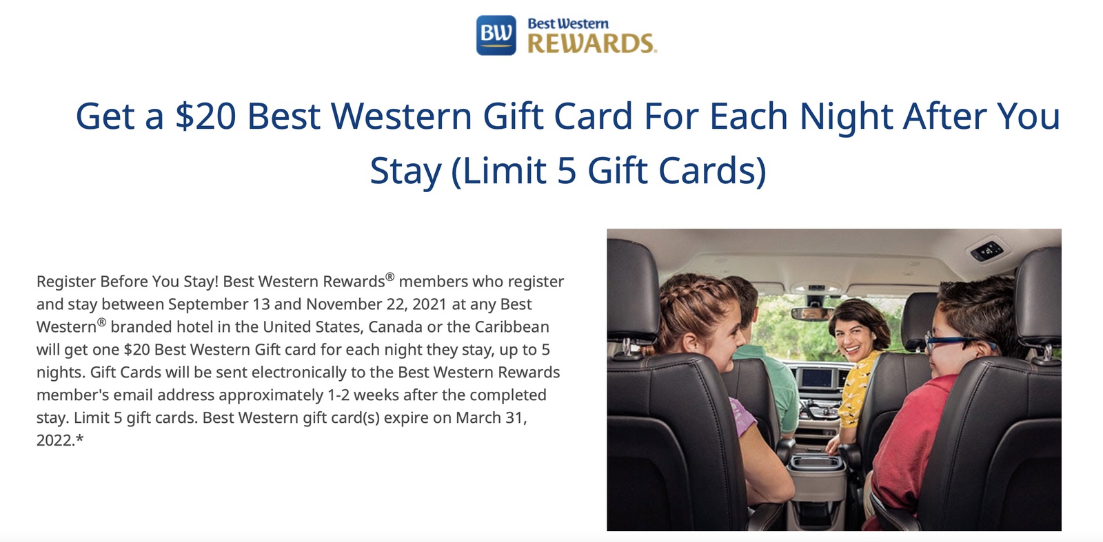 Get a 20 Best Western Gift Card for Each Night You Stay! Milesopedia