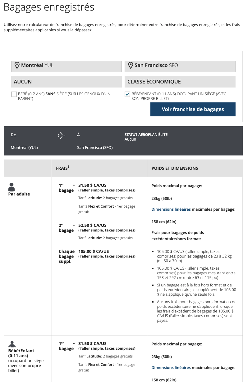 Carte de crédit Aéroplan&nbsp;: bagage enregistré gratuit - aeroplan credit card free checked bag