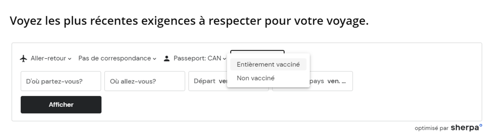 Découvrez le portail Air Canada - Prêts à Voyager - Statut Vaccinal Air Canada outil