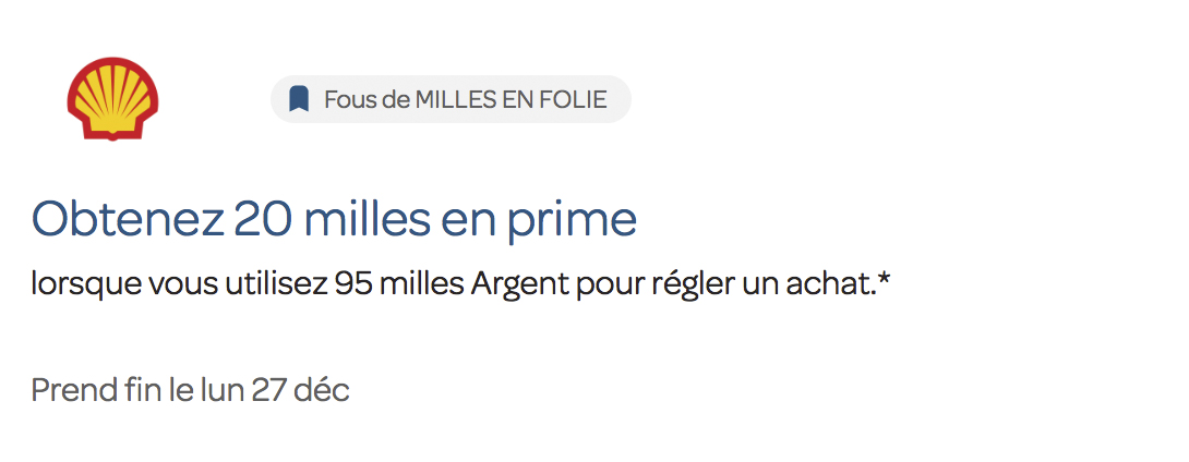 AIR MILES Argent&nbsp;: Mes stratégies alternatives - Échange chez Shell